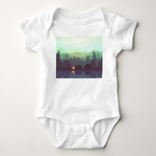 Body Para Bebê Ilustração de Montanha da Floresta de Aventura de 