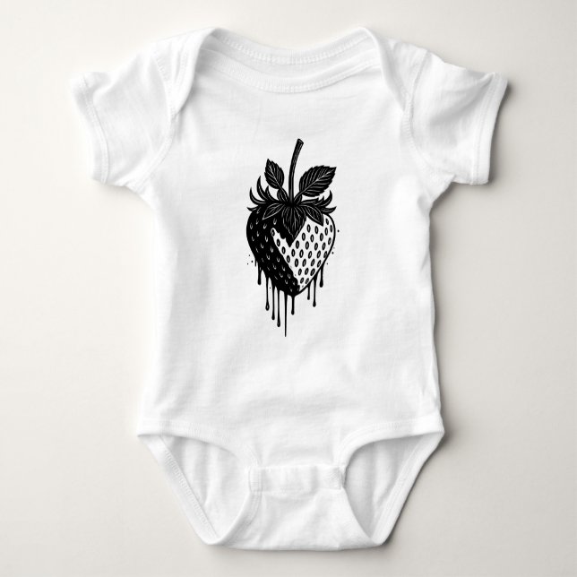 Body Para Bebê Ilustração de Morango com Gotejamento Derretido (Frente)