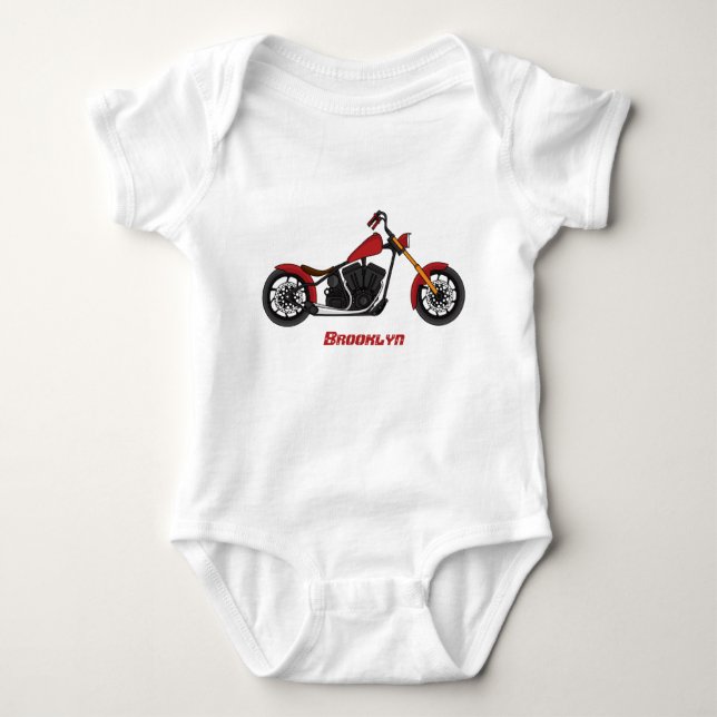 Body Para Bebê Ilustração de moto estilo Chopper (Frente)