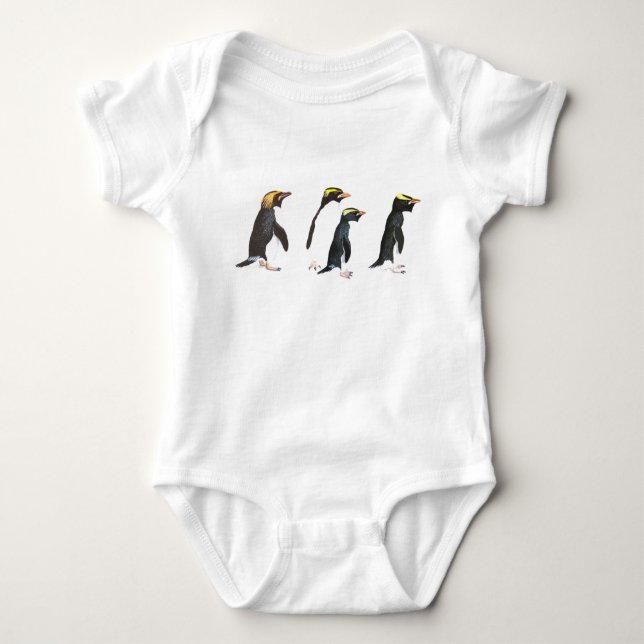 Body Para Bebê Ilustração de quatro pinguins (Frente)