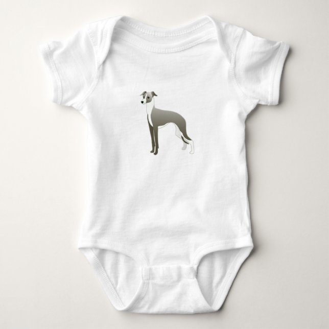 Body Para Bebê Ilustração de Raça de Cachorro Italiano Silhouett (Frente)