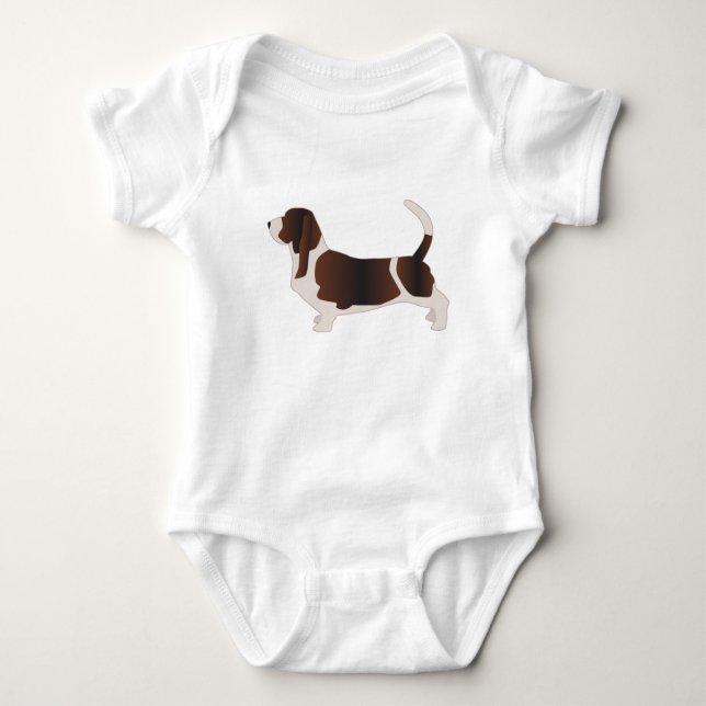 Body Para Bebê Ilustração de Silhueta de Cachorro Basset (Frente)