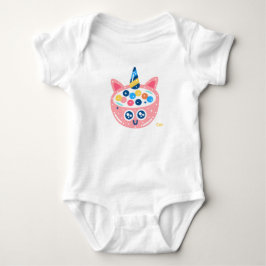 Body Para Bebê Ilustração de Tigela de Cereal Caticórnio Rosa Fof
