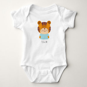 Body Para Bebê Ilustração de Tigre de Cuta - Nome Personalizável