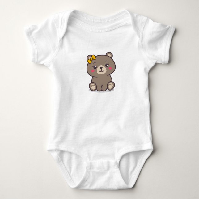 Body Para Bebê Ilustração de Urso de Pelúcia (Frente)