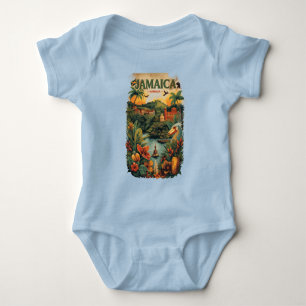 Body Para Bebê Ilustração de Viagem Jamaica Estilo Vintage