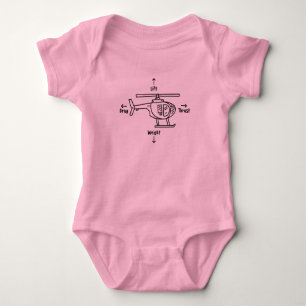 Body Para Bebê Ilustração de Voo do Helicóptero Bonito Quatro 