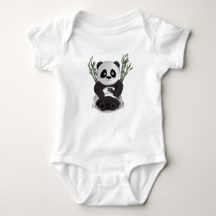 Body Para Bebê Ilustração desenhada à mão de panda com fome