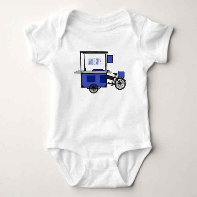 Body Para Bebê ilustração do desenho do carrinho de comida (Frente)