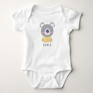 Body Para Bebê Ilustração do Urso Koala Cute - Nome Personaliz