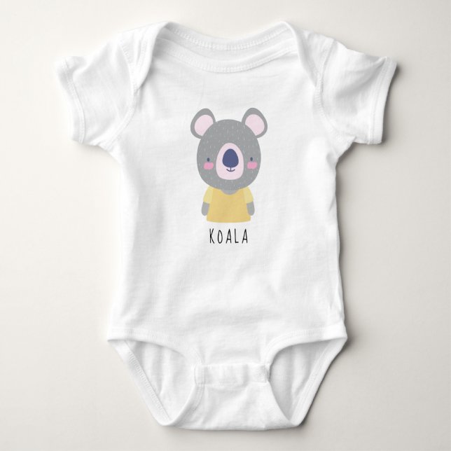 Body Para Bebê Ilustração do Urso Koala Cute - Nome Personalizáve (Frente)