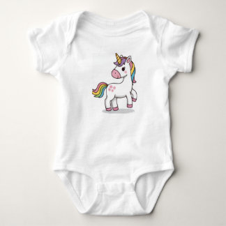 Body Para Bebê Ilustração Mágica de Unicórnio Rosa Fofa para Bebê