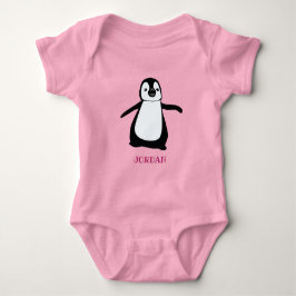 Body Para Bebê Ilustração personalizada de pinguim fofo rosa