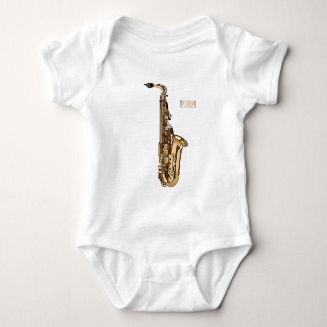 Body Para Bebê Imagem de desenhos saxofônicos (Frente)