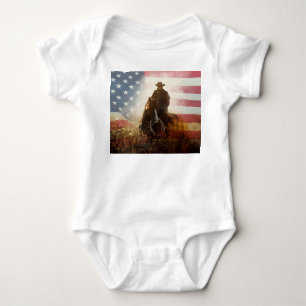 Body Para Bebê Imagem do cowboy do Dia da Independência.