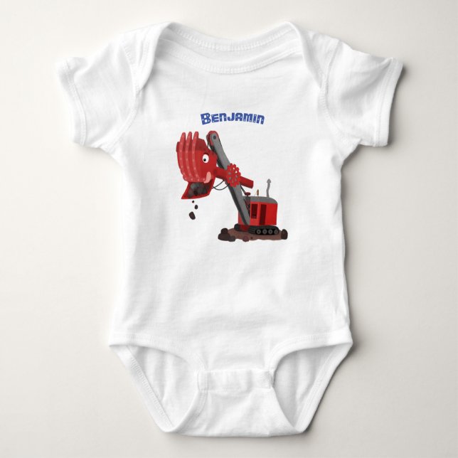 Body Para Bebê Imagem do desenho animado da pá-pá-vapor vermelha, (Frente)