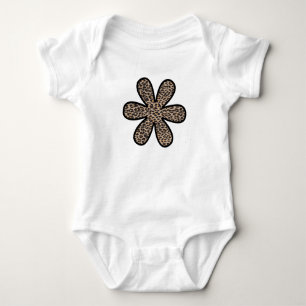 Body Para Bebê Impressão animal, leopardo manchado, flor - Brown