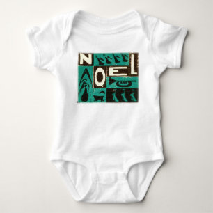 Body Para Bebê Impressão de Bloco de Vintage de Noel Verde
