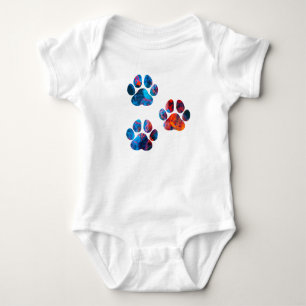 Body Para Bebê Impressões de pata de cão - Tinta na água