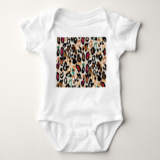 Body Para Bebê Impressões nefastas vívidas de animais leopardo (Frente)