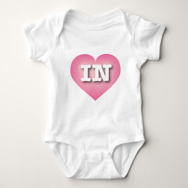 Body Para Bebê Indiana Pink Fade Heart - Eu amo IN (Frente)