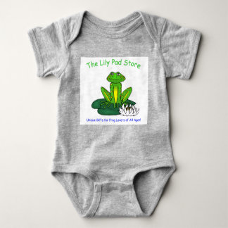 Body Para Bebê Infant's Frog on a Lily Pad Gray Bodysuit
