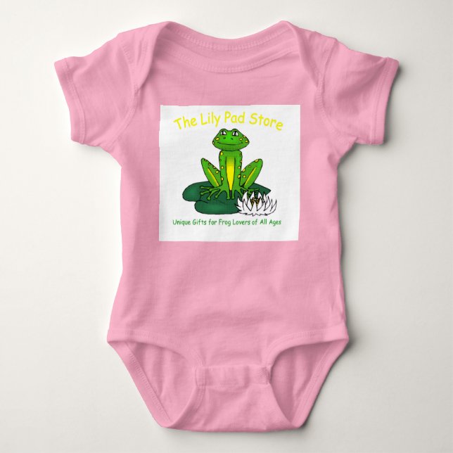 Body Para Bebê Infant's Frog on a Lily Pad Pink Bodysuit (Frente)