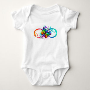 Body Para Bebê Infinidade brilhante com borboleta arco-íris
