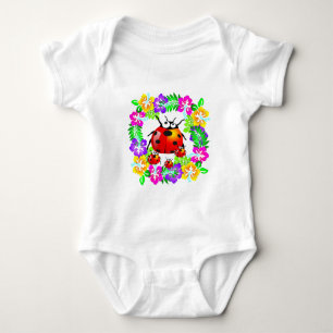 Body Para Bebê inseto de senhora com bebês em flores de hibisco c