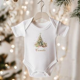 Body Para Bebê Inverno Whimsérico Árvore de Natal de Onederland