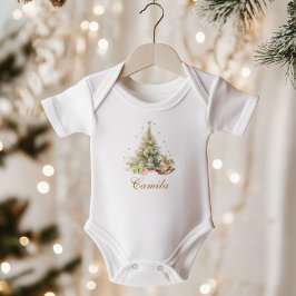 Body Para Bebê Inverno Whimsérico Árvore de Natal de Onederland