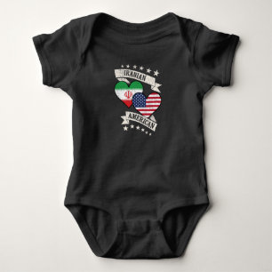 Body Para Bebê Iraniano americano Heart Flags Iran America