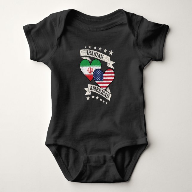 Body Para Bebê Iraniano americano Heart Flags Iran America (Frente)