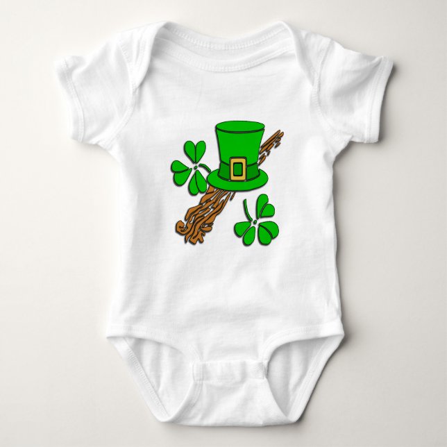 Body Para Bebê Irish Hat e Shamrocks (Frente)