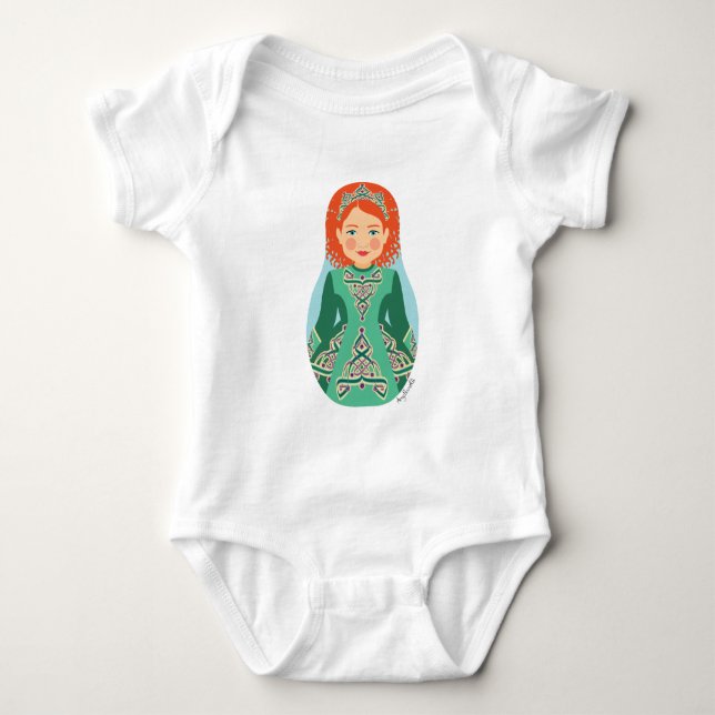 Body Para Bebê Irish Redhead Matryoshka (Frente)