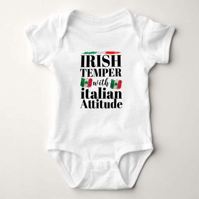 Body Para Bebê "Irish Temper" com Rua de atitude italiana. (Frente)