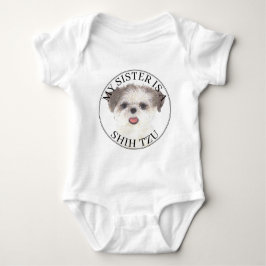 Body Para Bebê Irmã Grande Brown e White Shih Tzu