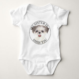 Body Para Bebê Irmã Grande Brown e White Shih Tzu