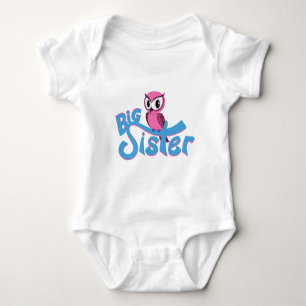 Body Para Bebê Irmã Grande Rosa Coruja