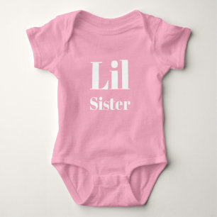 Body Para Bebê Irmã Lil, irmãzinha, rosa e branca