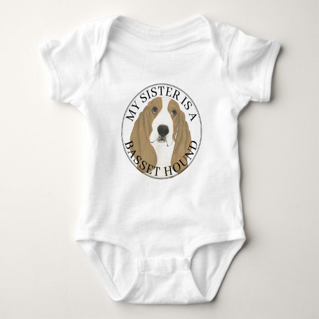 Body Para Bebê Irmã Mais Velha Basset Hound (Frente)