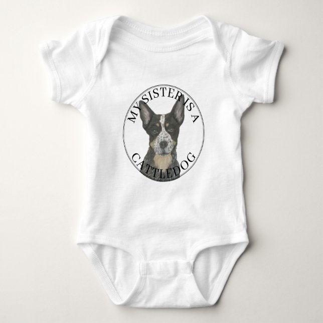 Body Para Bebê Irmã Mais Velha Blue Cattledog Heeler (Frente)