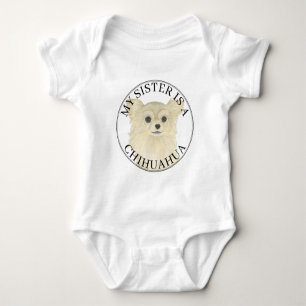 Body Para Bebê Irmã Mais Velha Cachorro Chihuahua de Pelo Longo C