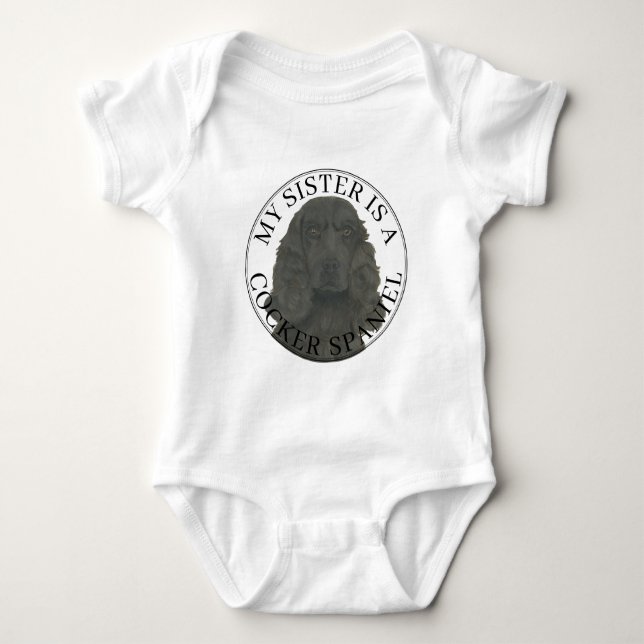 Body Para Bebê Irmã Mais Velha Cachorro Cocker Spaniel Preto (Frente)