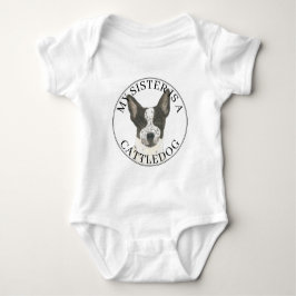 Body Para Bebê Irmã Mais Velha do Cattledog Heeler Preto e Branco