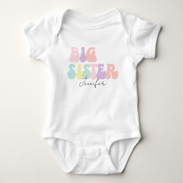 Body Para Bebê Irmã Mais Velha Personalizada com Estilo Retro Pas (Frente)