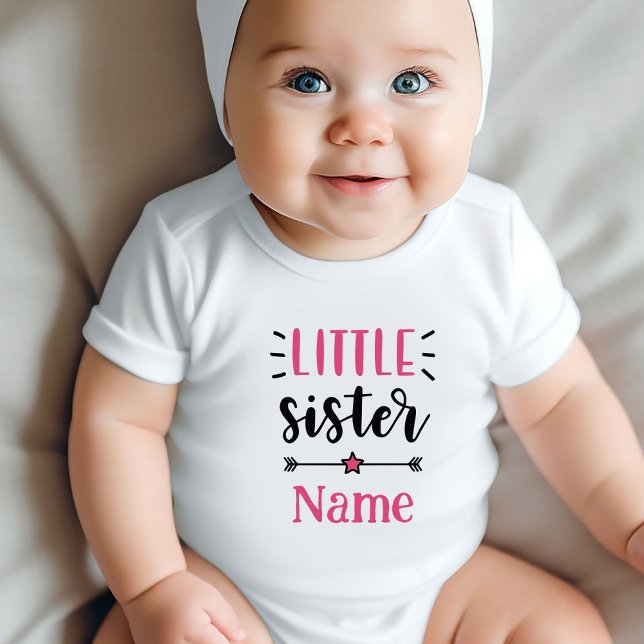 Body Para Bebê Irmã Personalizada (Personalized Little Sister Baby Bodysuits - Custom Name Designs for New Siblings!)