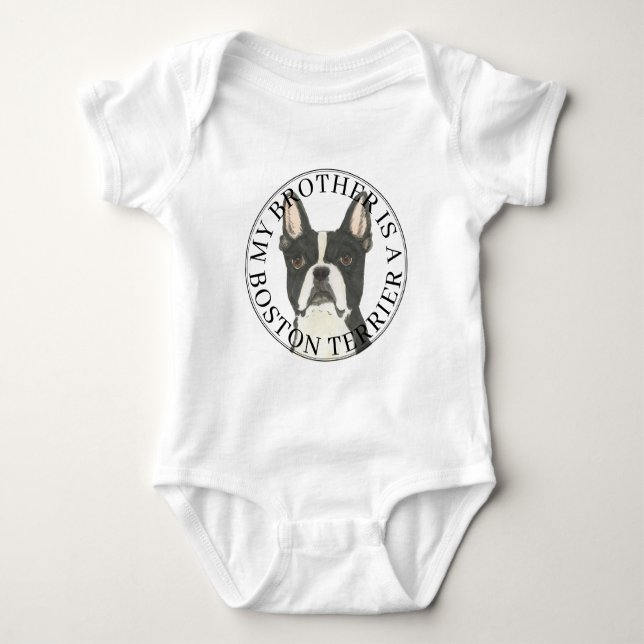 Body Para Bebê Irmão Mais Velho Boston Terrier (Frente)