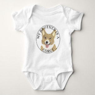Body Para Bebê Irmão Mais Velho do Corgi Tan Branco