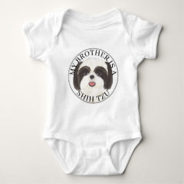 Body Para Bebê Irmão Shih Tzu Preto e Branco